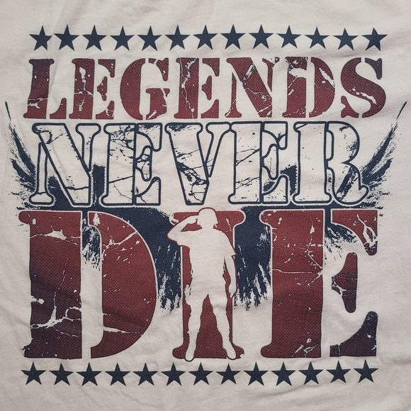 Grunt Style Legends Never Die T-Shirt White Large Patriotic USA Military Graphic - Picture 4 of 7